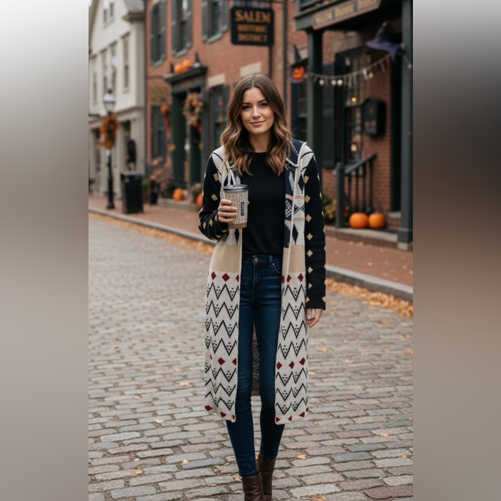 Aztec print cardigan